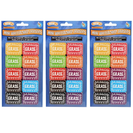 Ashley Productions Non-Magnetic Mini Whiteboard Erasers, Chalk Loop, 10 Per Pack, PK3 78002
